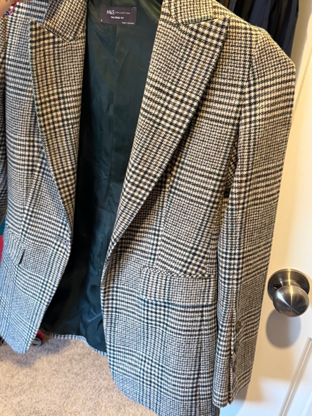 Marks & Spencer Women's Glen Plaid Blazer in Black & Cream
